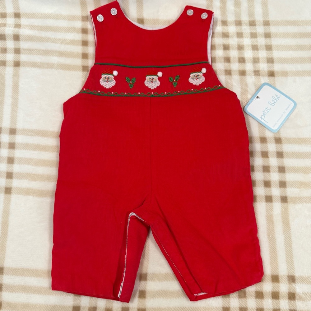 Petit Bebe Christmas Santa Smocked 3 months